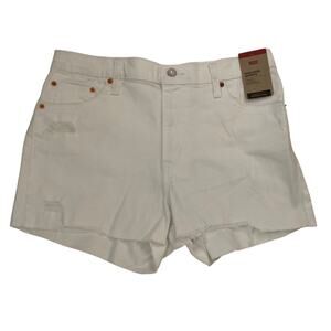 Levi’s High Rise White Denim Distressed Shorts - Size 32 - NEW